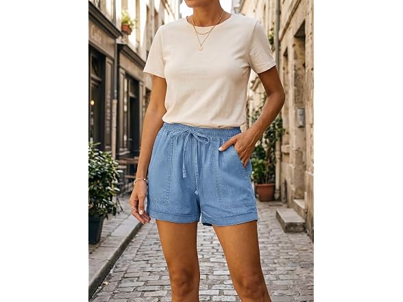 Onlyshe Women (L) Casual Frayed Hem Shorts