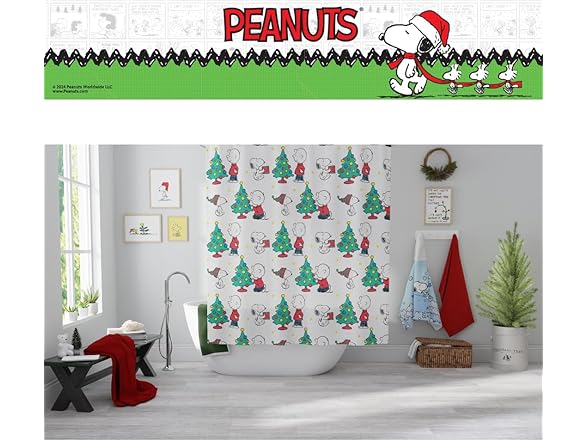 Franco Peanuts Holiday Christmas Shower Curtain