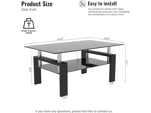 DKLGG Glass Coffee Table