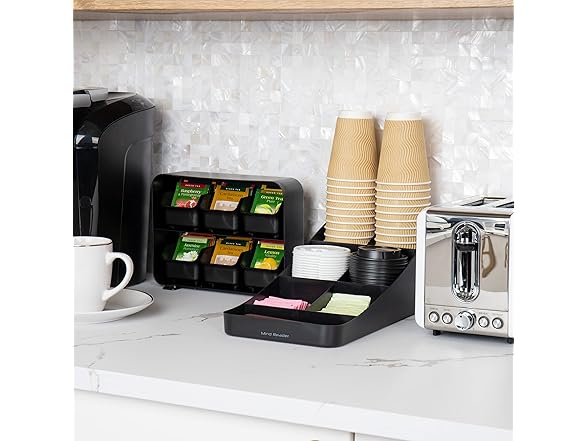 Mind Reader Tea Storage, Cup and Condiment Station