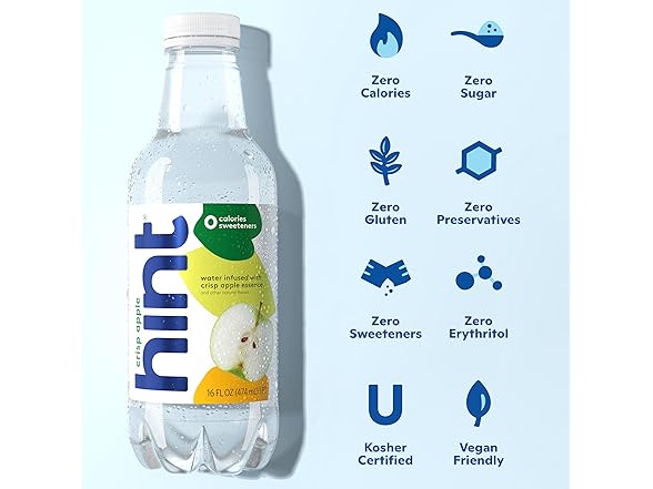 1CT Hint Bottled Water, Crisp Apple - Purified Water
