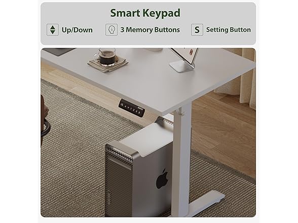 L Shaped Electric Desk with 2 Drawers