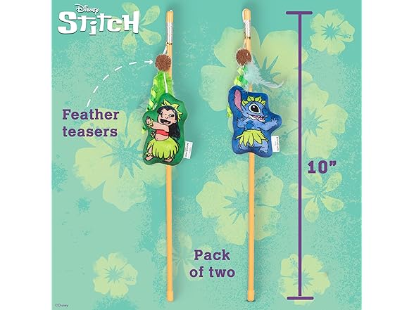 Disney for Pets Lilo and Stitch 2pk Feathered Wand