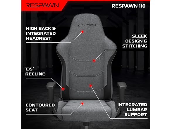 Respawn 110 Ergonomic Gaming Chair, Gray Fabric
