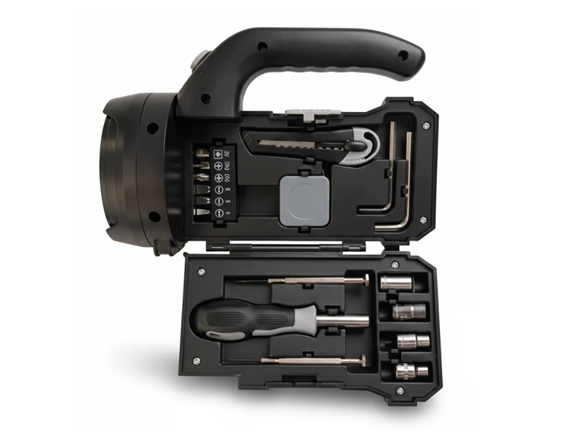 Hand Lantern Flashlight with Built-In 17-Piece Tool Set