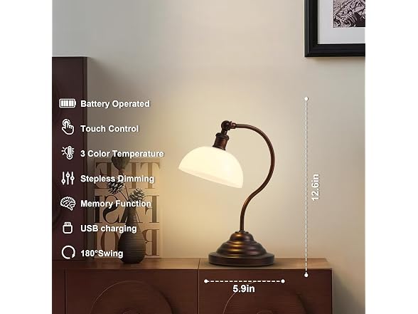 Cordless Table Lamp, Battery Operated