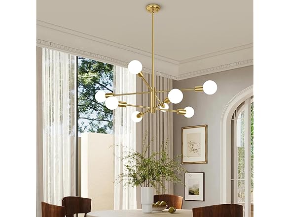 BesLowe 8-Light Modern Sputnik Chandelier- Gold