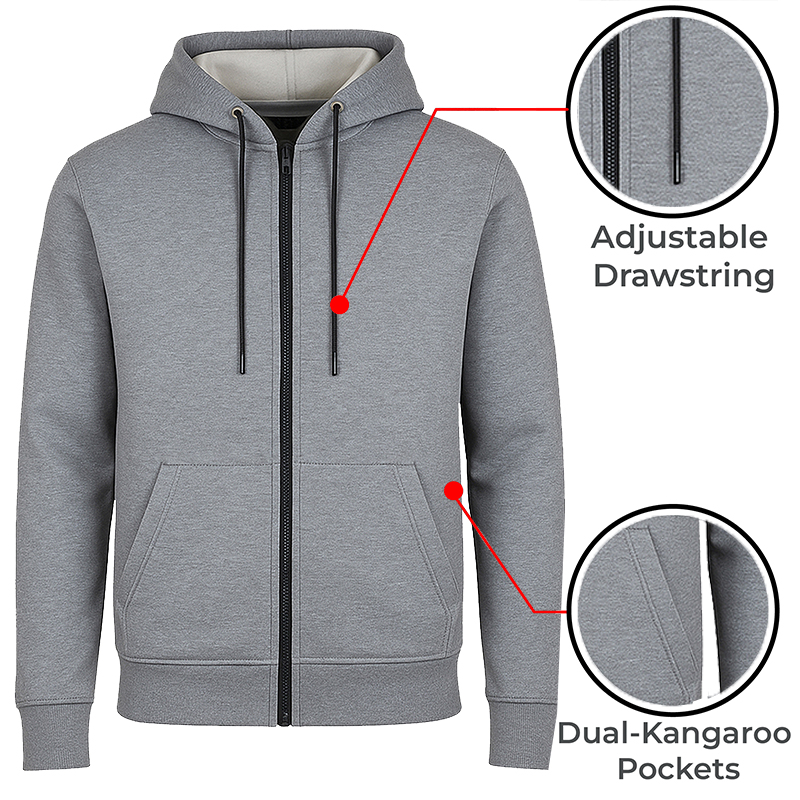 3Pk Mens Heavyweight Fleece-Lined Tech Zip Hoodie - Gallery 16