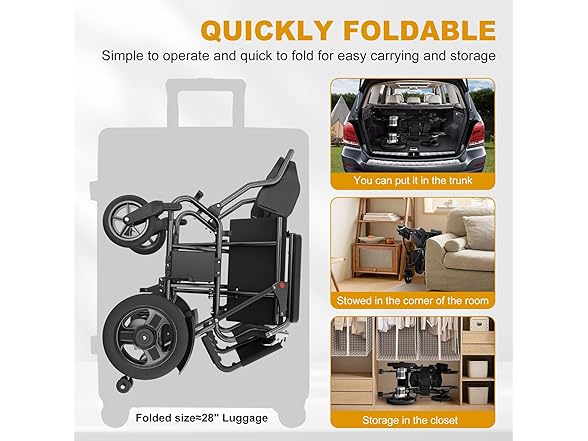 POWET Electric Wheelchairs for Adult, Foldable Lightweight  (Open Box)