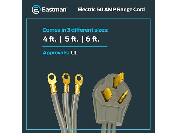 Eastman 5 Feet Electric Range Cord, 50 A