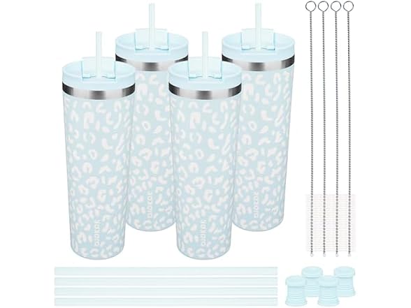 BJPKPK 4 Pack 30oz Insulated Tumbler with Lid & Straw