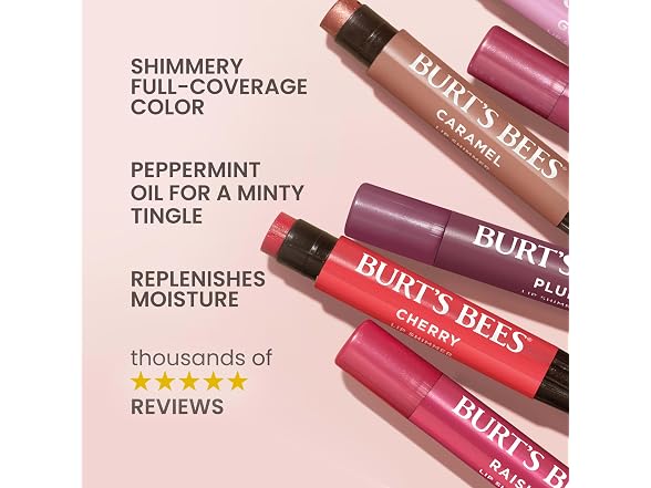 Burts Bees Lip Shimmer Pink Collection 3 Pack
