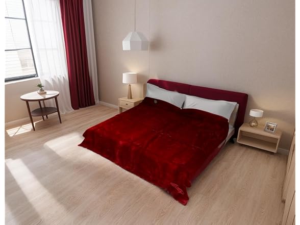 Solaron King Solid Burgundy Korean Mink Blanket