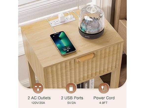 Nasonet Oak Nightstands with Drawer