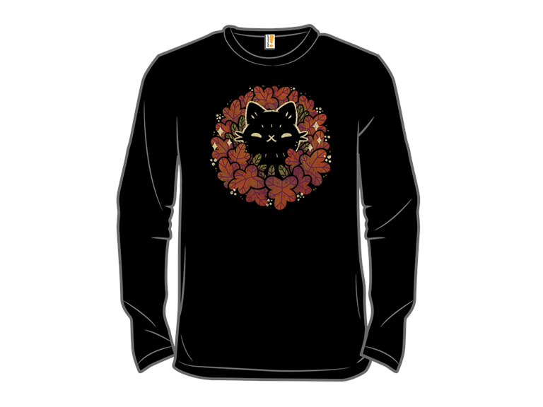 Cute Black Cat in Autumn Wreath