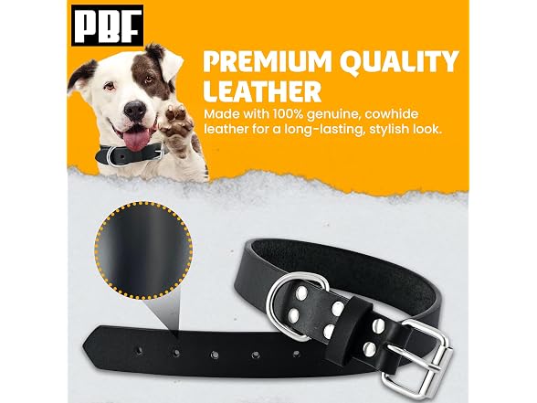 PBF Leather Dog Collar - Genuine Top
