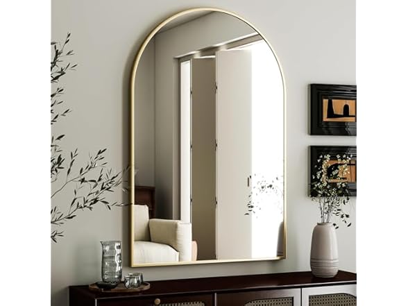 HARRITPURE Arched Gold Wall Mirror 24"x36"