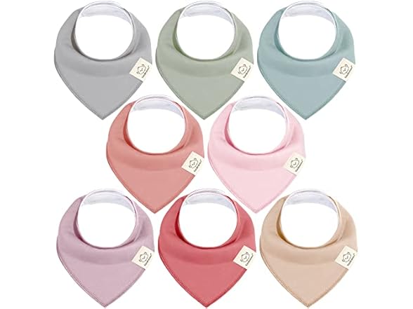 KeaBabies 8Pk Organic Baby Bandana Bibs-Pastel
