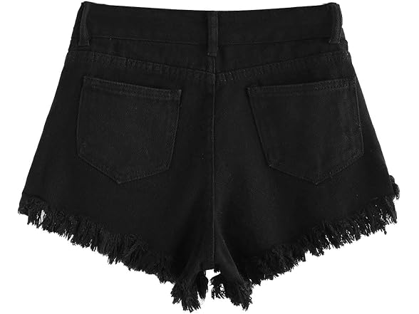 Wdirara Women (L) High Waisted Raw Hem Shorts