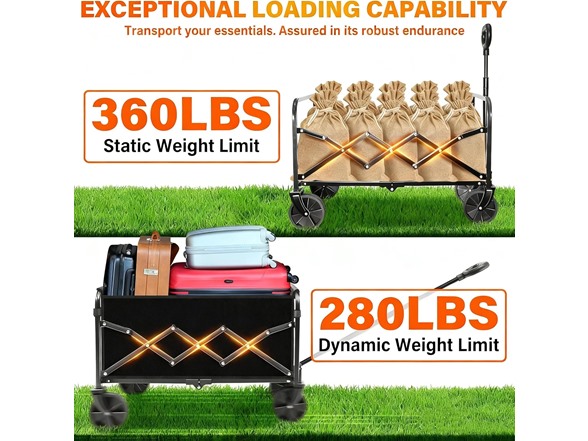 JINIHFW Wagon Cart Foldable, Portable w/ Wheels