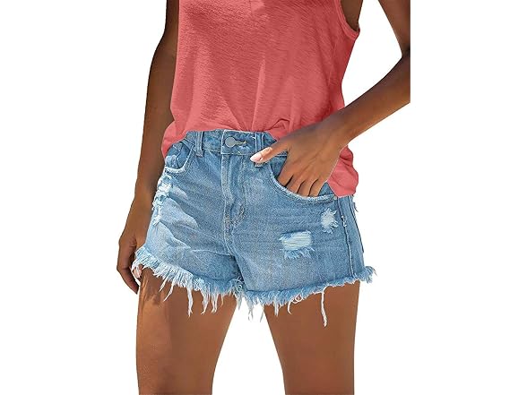 Onlypuff Women (L) Shorts Pockets Ripped Shorts