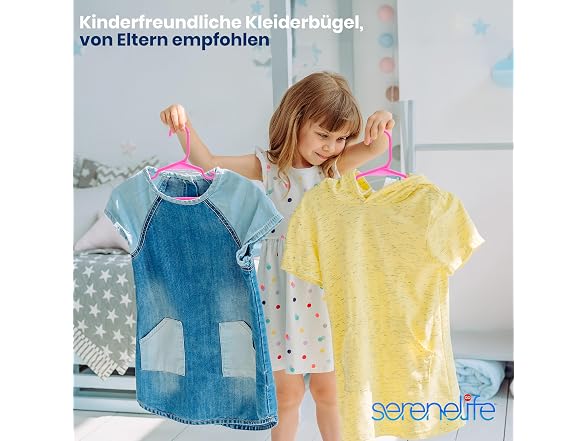 SereneLife 20 Pack Plastic Kids Hangers Pink