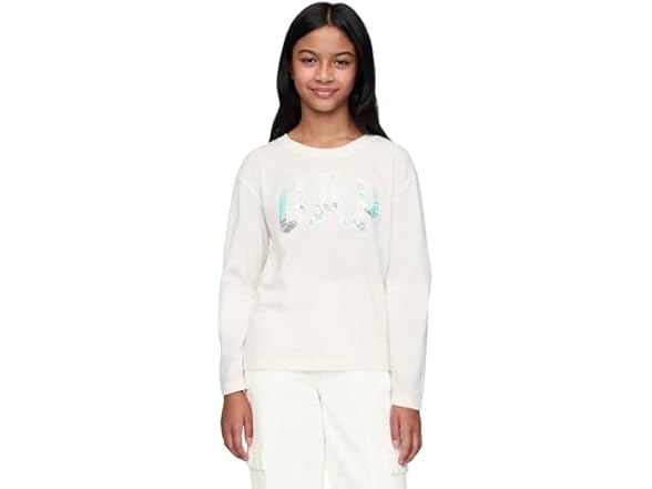 GAP Girls Sequin Logo Long Sleeve Tee