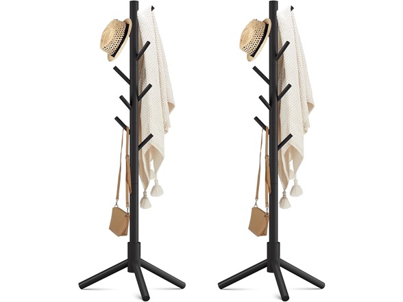 Wooden Coat Rack Stand With 8 Hooks