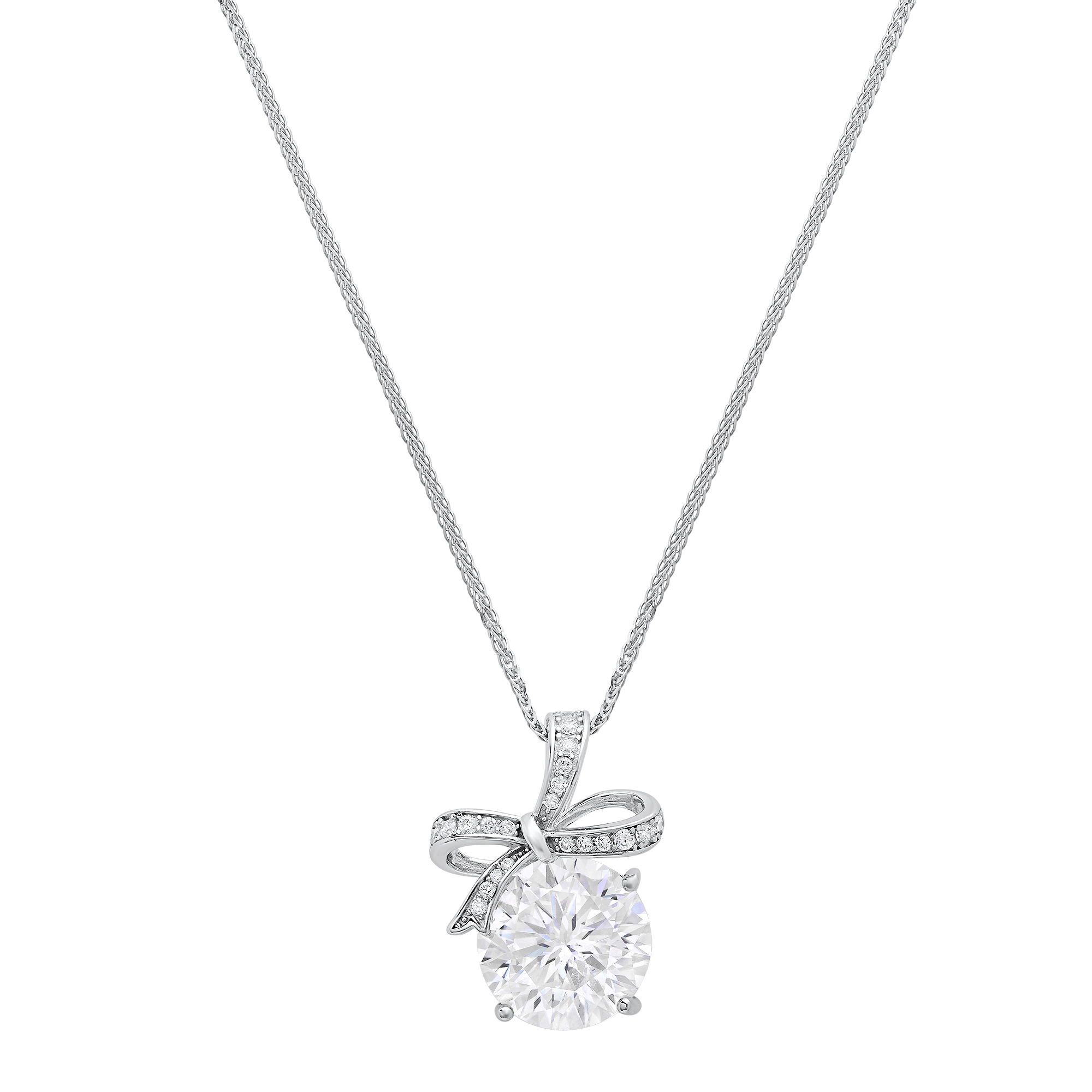 Moissanite Diamond Bow Necklace - Gallery 5