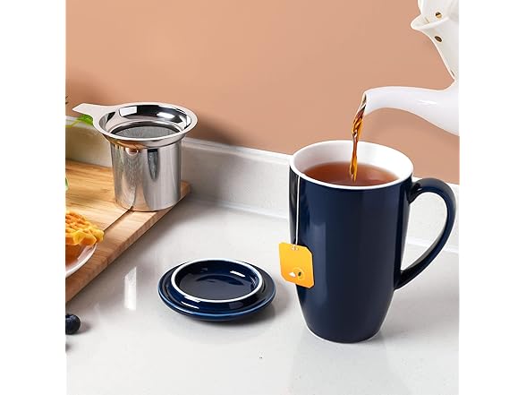 Vossfamul Tea Cup with Removable Infuser and Lid, 16 Oz 