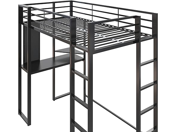 DHP Abode Twin Size Metal Loft Bed, Black
