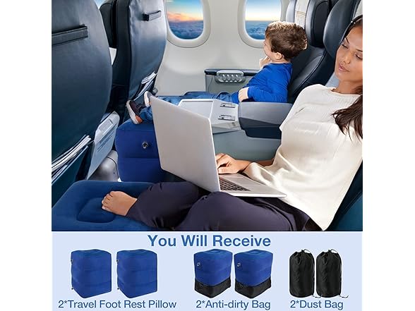 Inflatable Travel Foot Rest Pillow