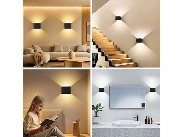 Yochoice Motion Sensor Wall Sconces, Black, 2PK