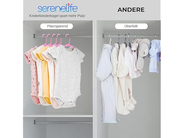 SereneLife 20 Pack Plastic Kids Hangers Pink