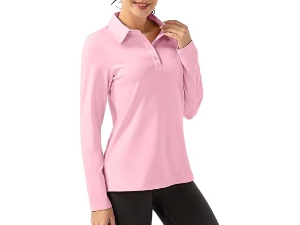 Fkeep Women (M) Long Sleeve Polo Shirt Golf Top