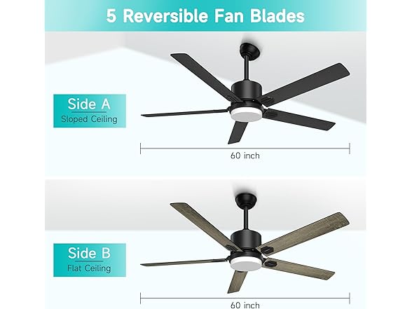 BECLOG Obabala 60" Ceiling Fan with Light