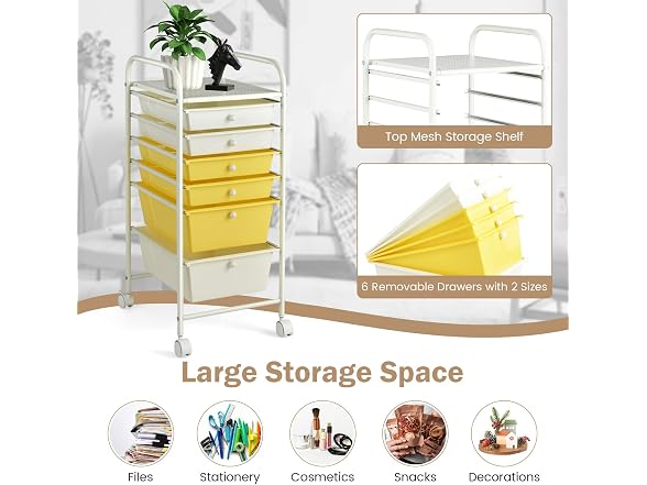 CLEEMAN 6-Tier Rolling Cart with Drawers