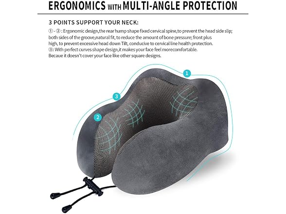 TALLGO Memory Foam Travel Pillow