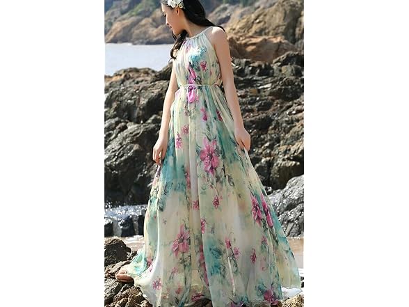MedeShe Women (M) Chiffon Holiday Beach Maxi Dress