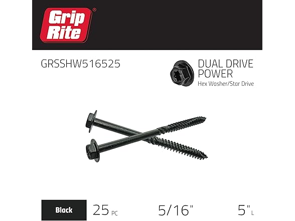 Grip-Rite Grip Rite GRSSHW516525 5/16-inch by 5-i