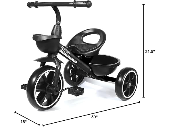 Kriddo Kids Tricycle with Basket, Black