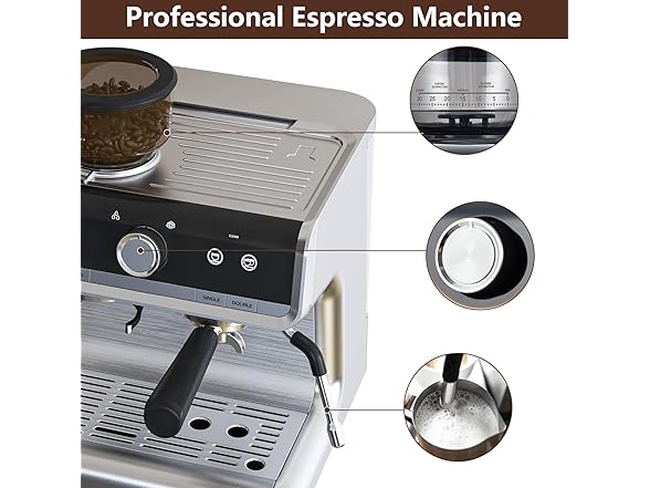 Acekool 20 Bar Espresso Machines with Grinder