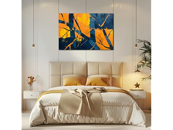 Orange Nave Blue Abstract Wall Art