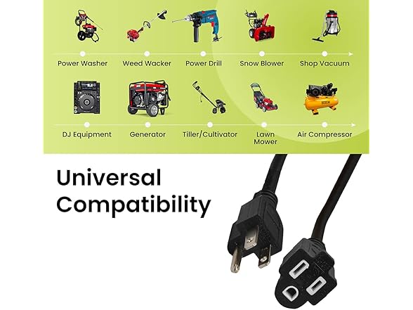 Outdoor Extension Cord, Black, 50 ft