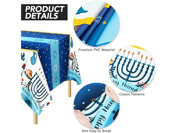 2 Pieces Happy Hanukkah Tablecloths