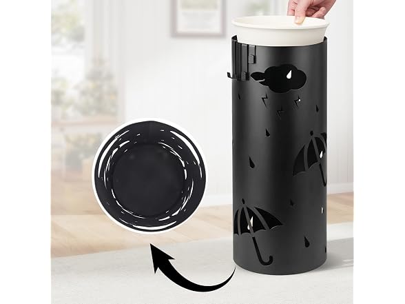 PrecisionAuto Spacious Black Metal Umbrella Stand 