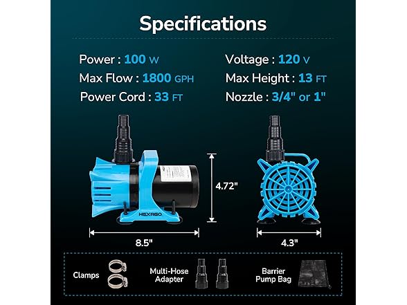 Hexago 1800GPH Submersible Water Pump