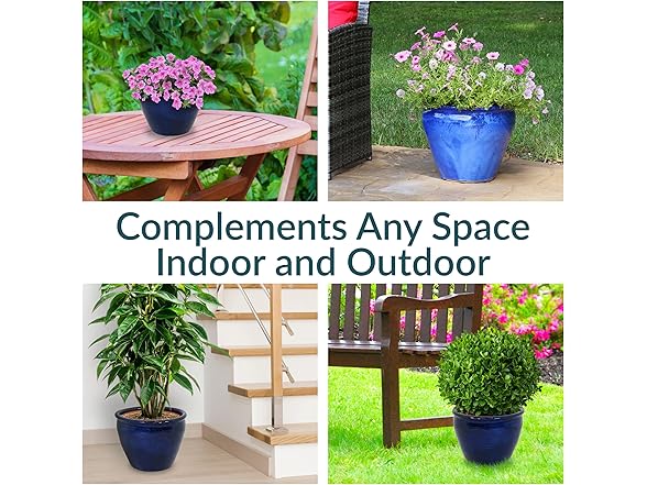 Sunnydaze Large Ceramic Plant Pot 14.5"