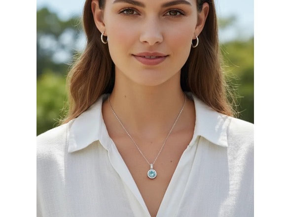 1 CTTW Turquoise Moissanite Necklace