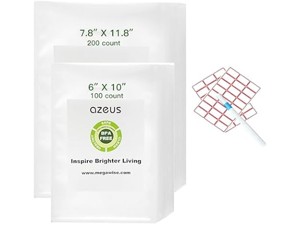 AZEUS Vacuum Sealer Bags Set, 300 Pack